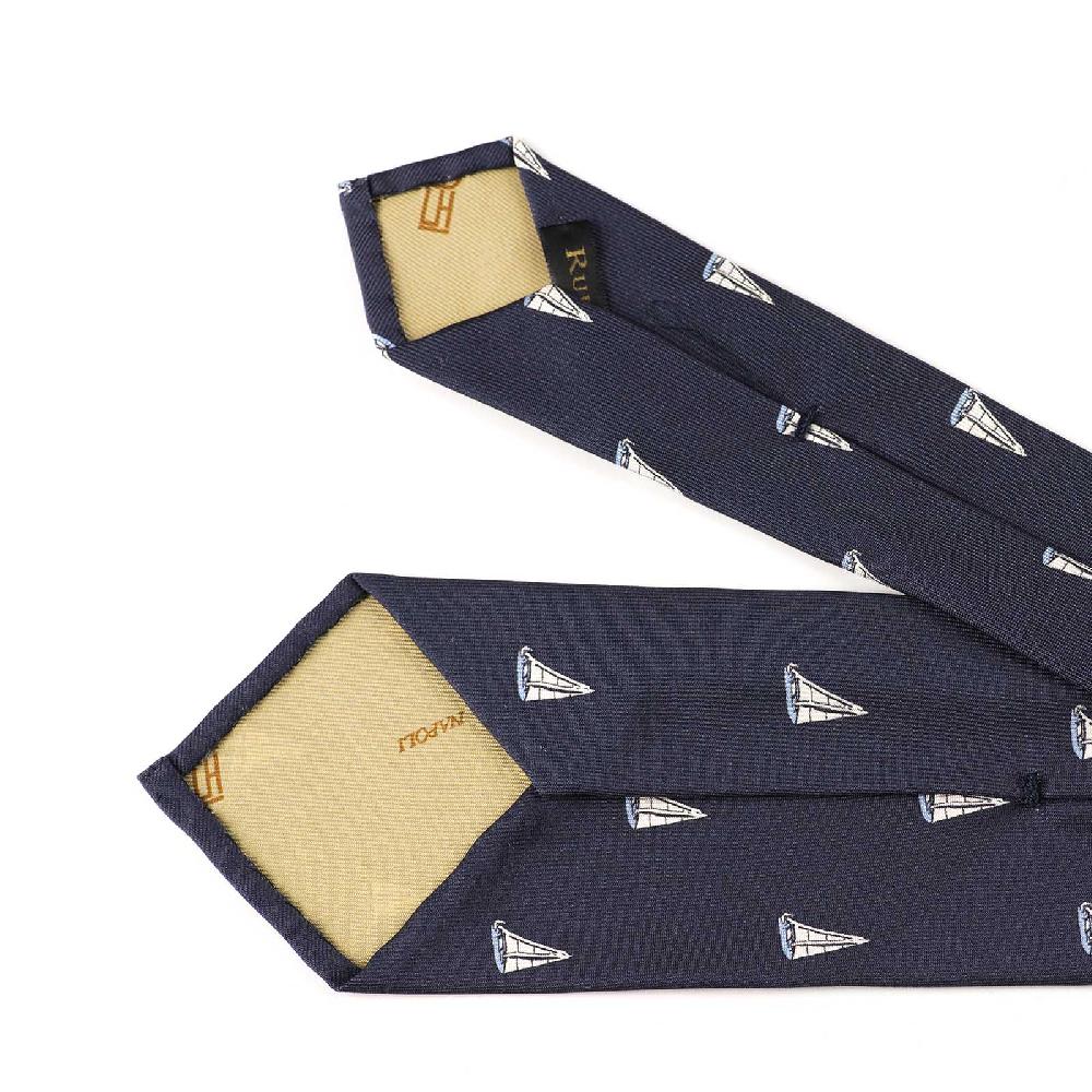 Rubinacci Cravatta in twill di seta con stampa vela azzurra Offerta settimanale