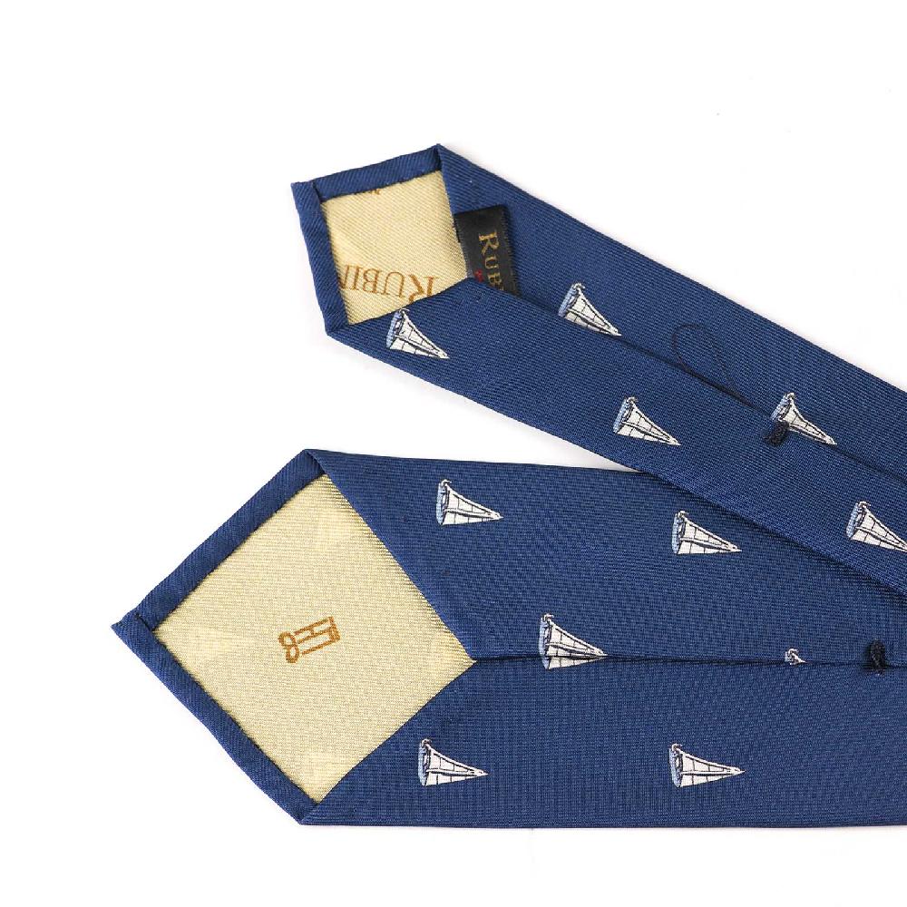 Rubinacci Cravatta in twill di seta con stampa vela celeste Rilascio limitato