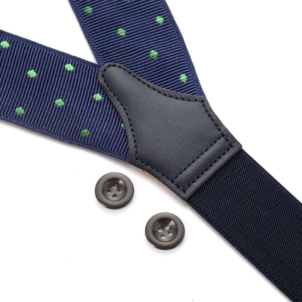 Rubinacci Bretelle blu a pois verde Soddisfazione Garantita