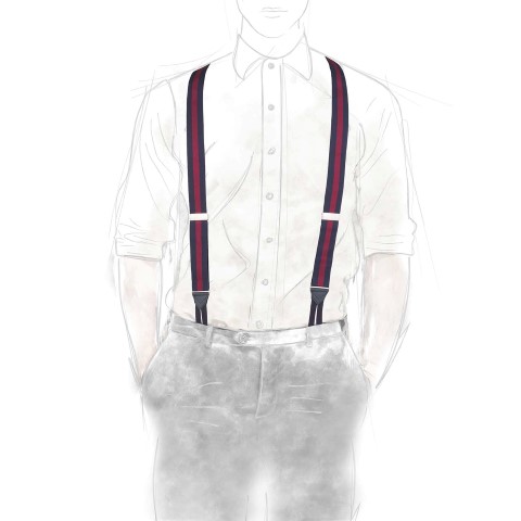 Rubinacci Bretelle rigate blu e rosso Saldi