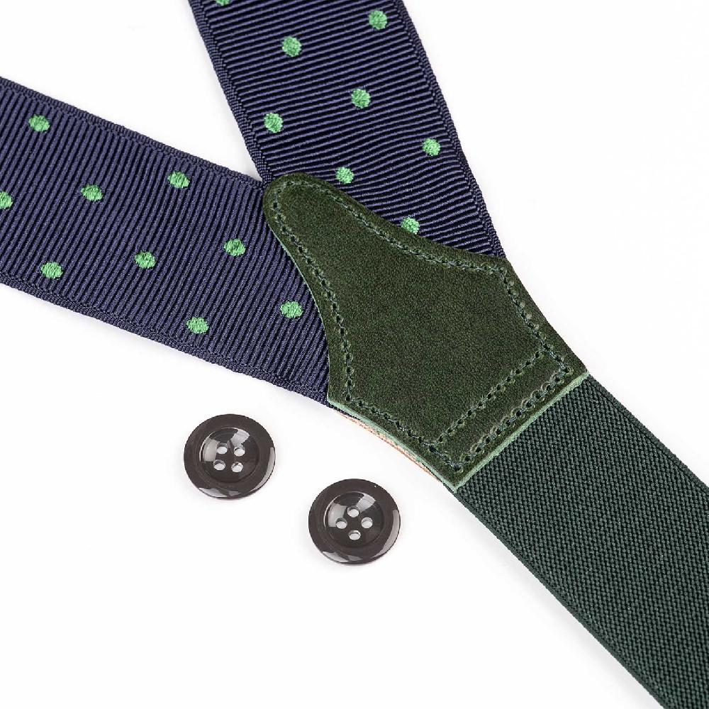 Rubinacci Bretelle blu a pois verde Vendita Calda