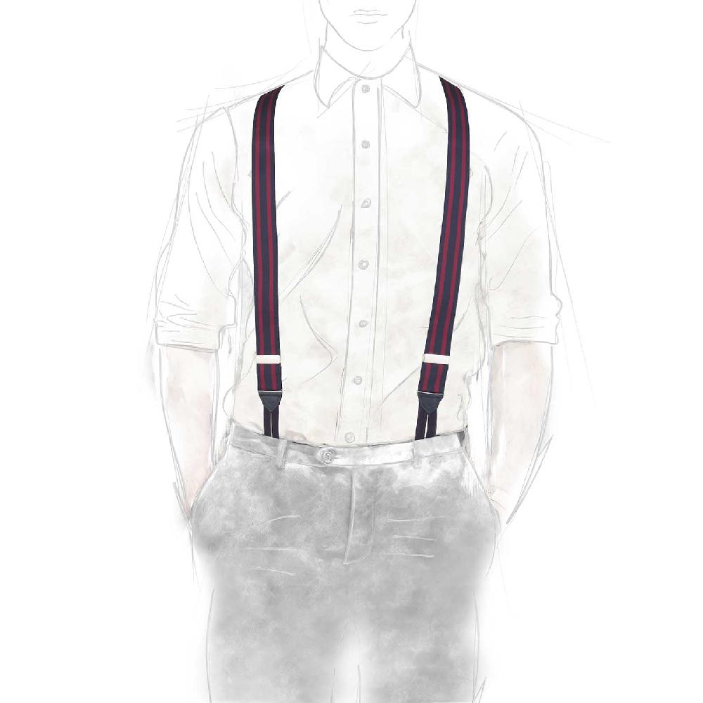 Rubinacci Bretelle rigate blu e bordeaux Saldi Di Fabbrica