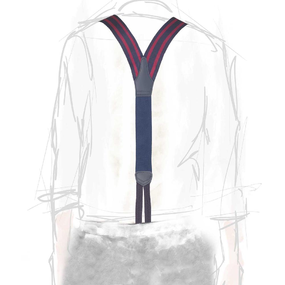 Rubinacci Bretelle rigate blu e bordeaux Saldi Di Fabbrica