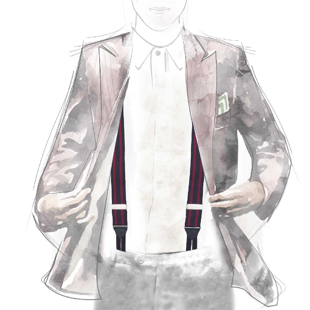 Rubinacci Bretelle rigate blu e bordeaux Saldi Di Fabbrica