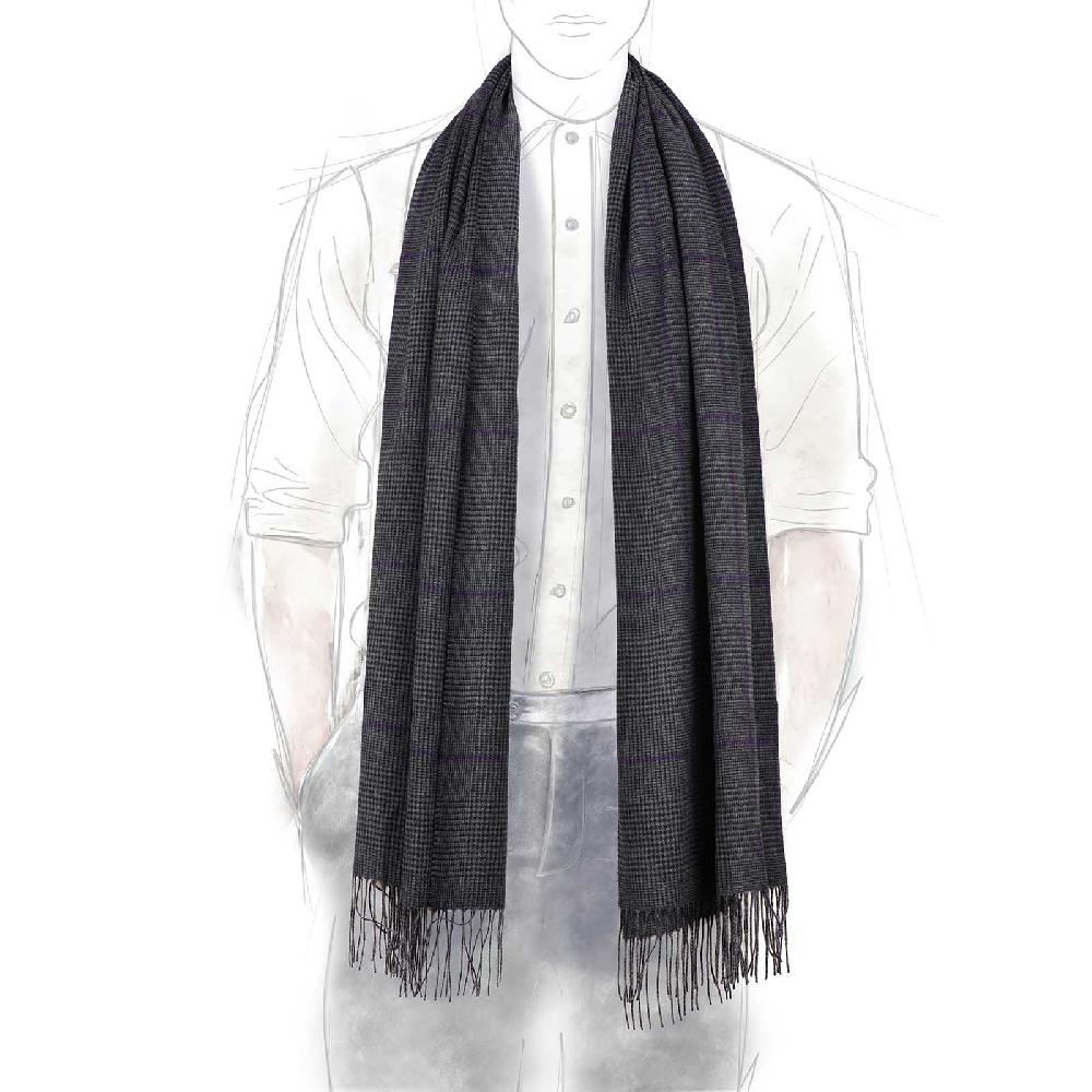 Rubinacci Sciarpa principe di galles grigio Flash Sale
