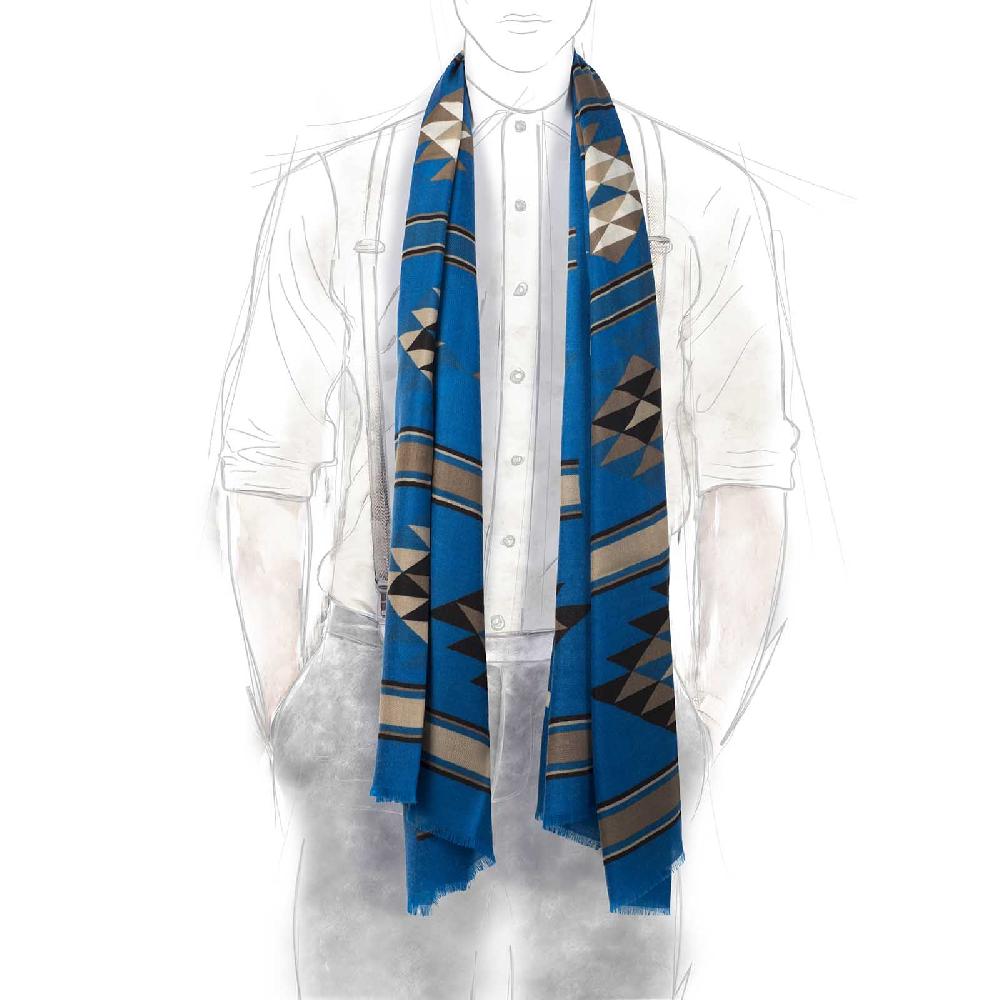 Rubinacci Sciarpa geometrico bluette Sconti VIP