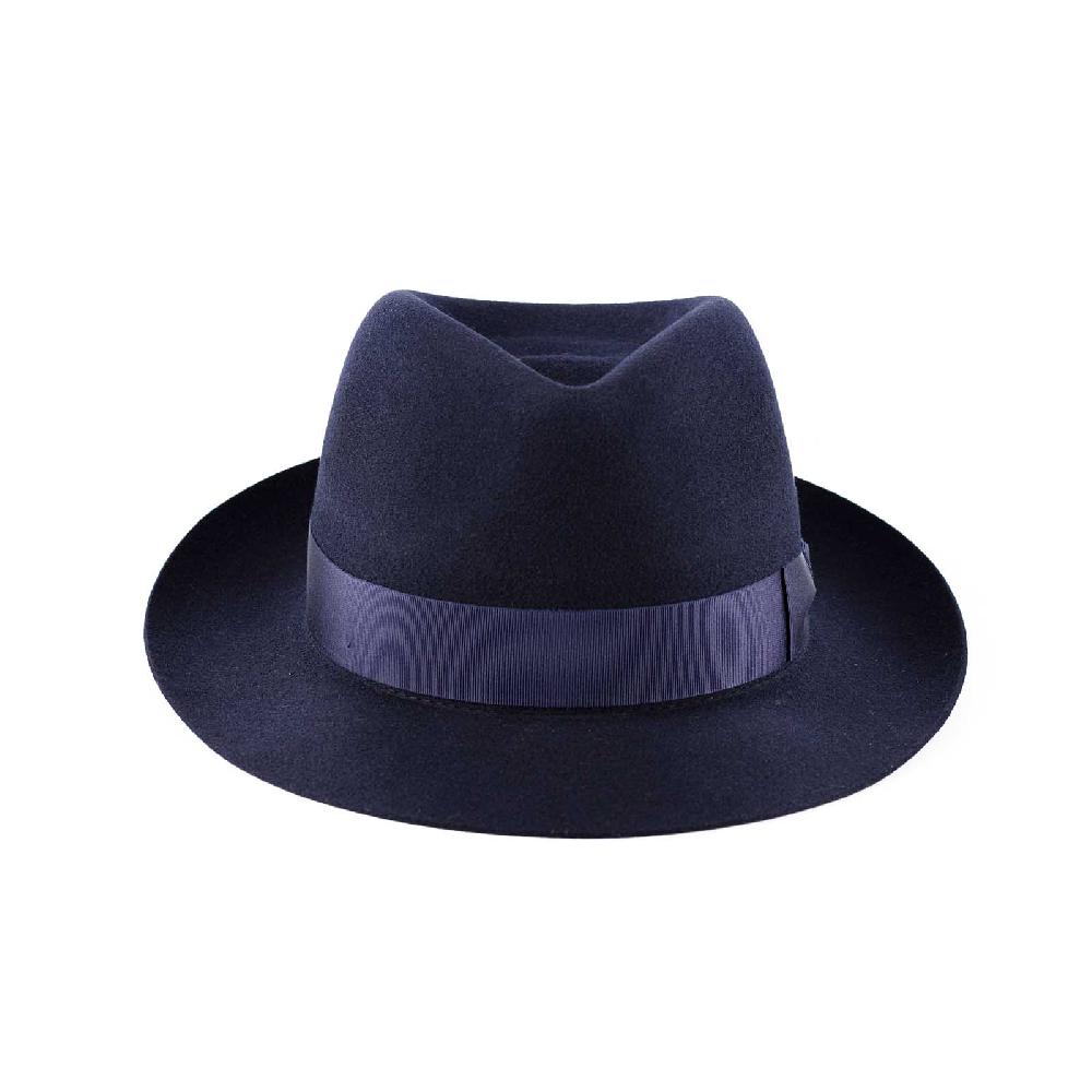 Rubinacci Fedora in lana blu Vendita Calda