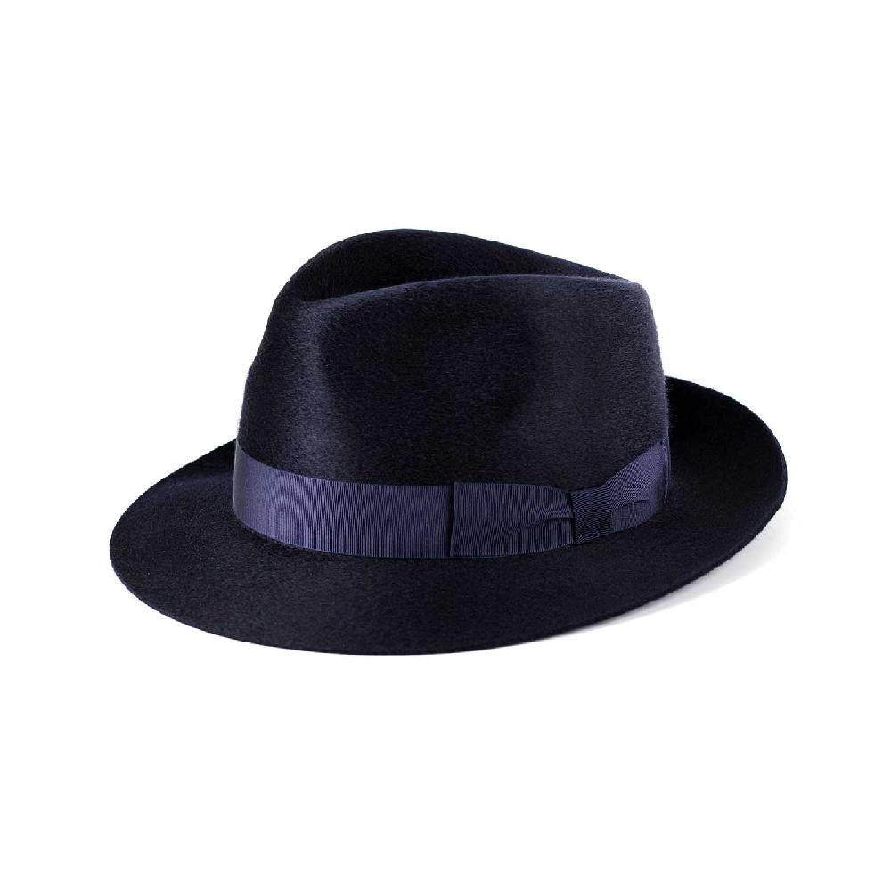 Rubinacci Fedora in cashmere blu Negozio