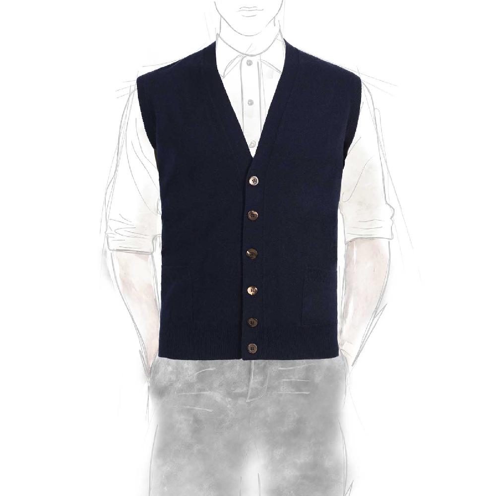 Rubinacci Gilet in cashmere blu navy Officina