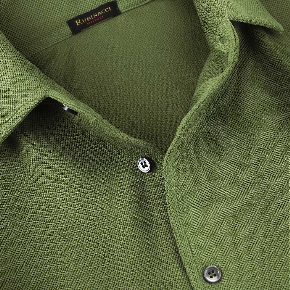 Rubinacci Camicia in piquet oliva Italy