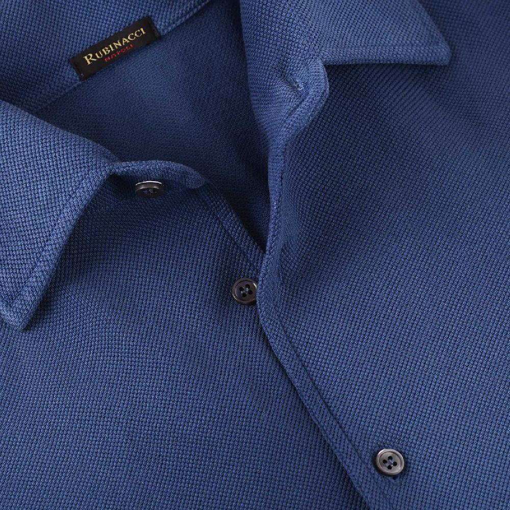 Rubinacci Camicia in piquet ceruleo Italia