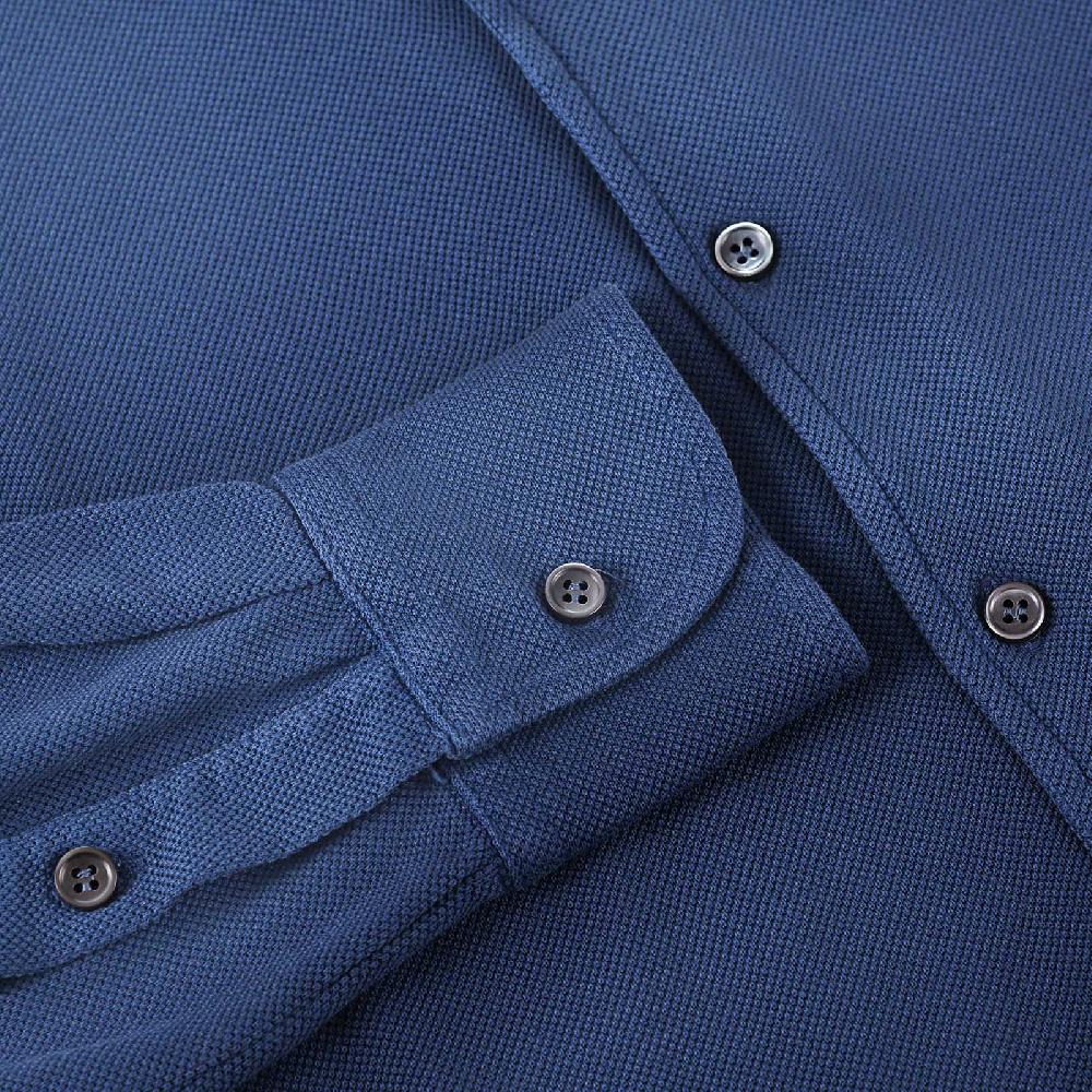 Rubinacci Camicia in piquet ceruleo Italia