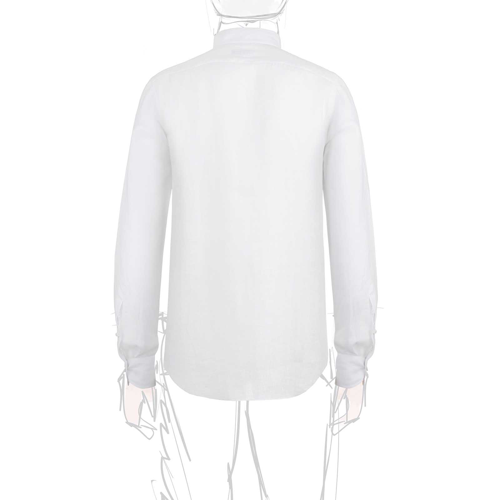 Rubinacci Camicia guru in lino bianco In Linea