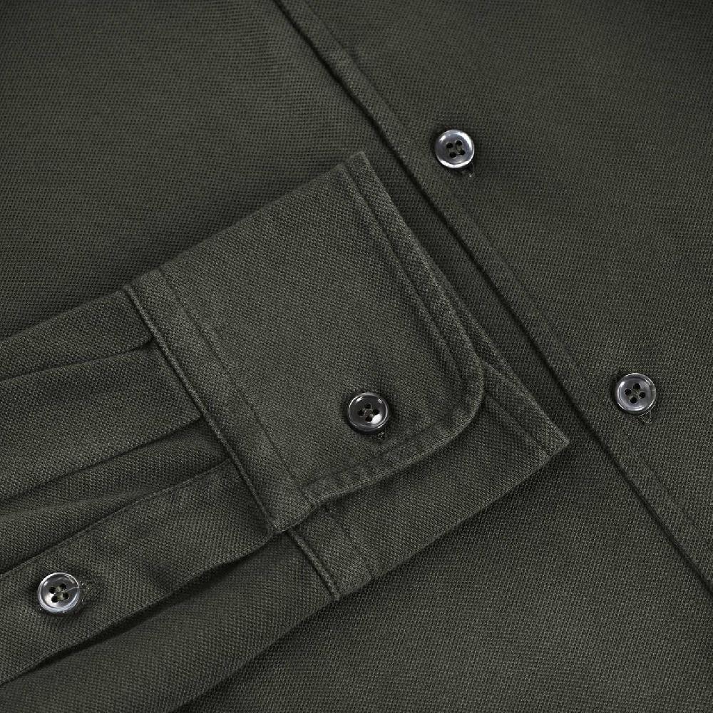 Rubinacci Camicia in piquet leggero verde Qualità