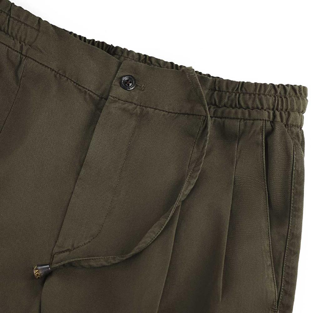 Rubinacci Pantalone leisure in cotone verde militare Sconto