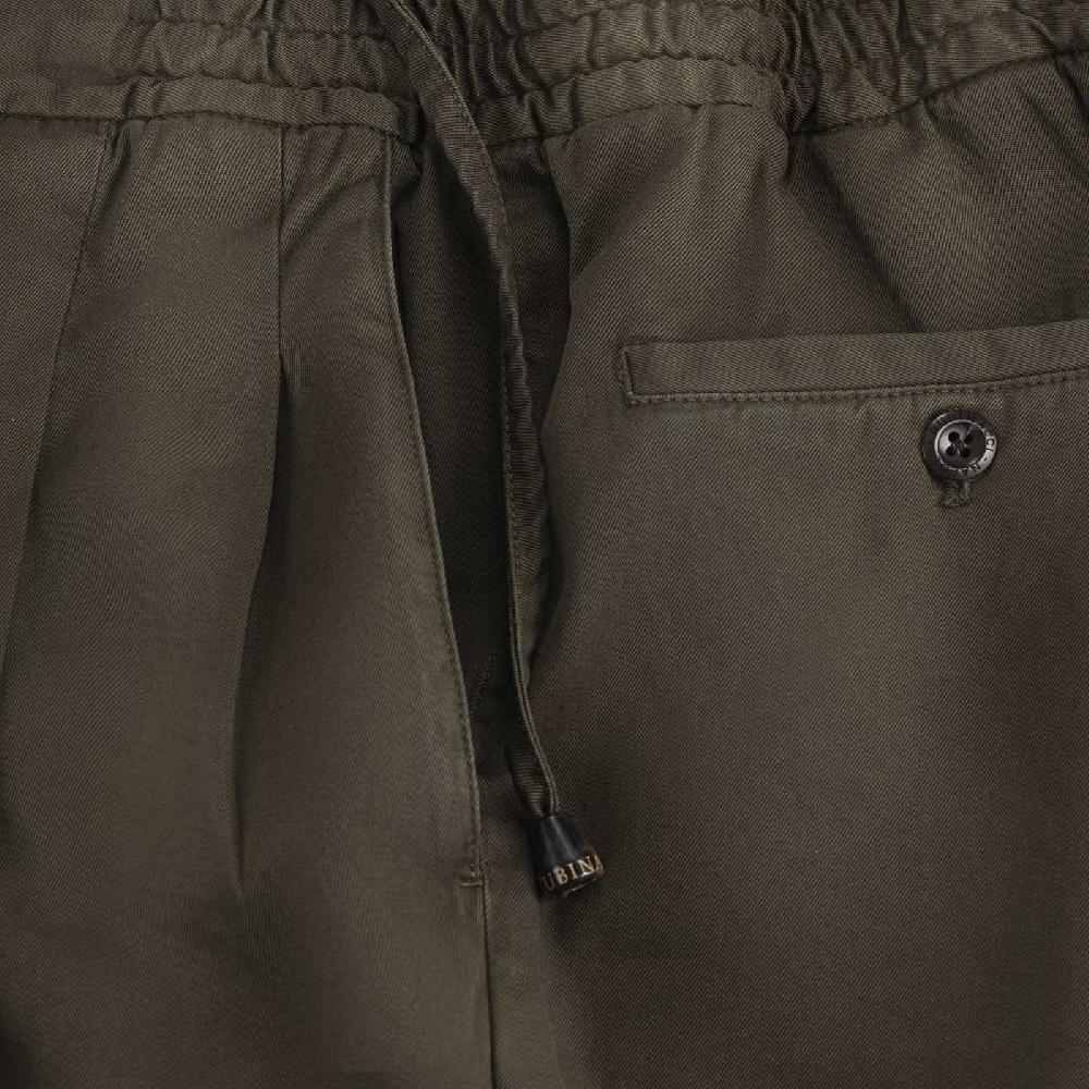 Rubinacci Pantalone leisure in cotone verde militare Sconto