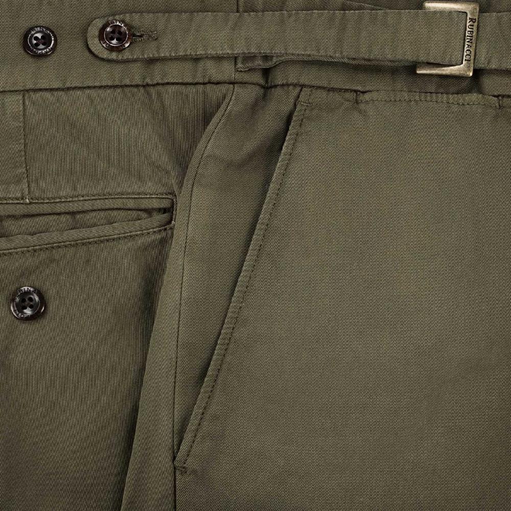 Rubinacci Pantalone genny in cotone verde militare Offerte