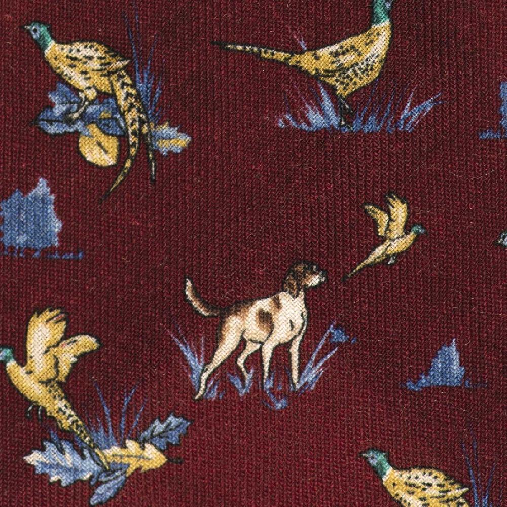 Rubinacci Cravatta in twill di lana bordeaux con stampa cane I Più Venduti