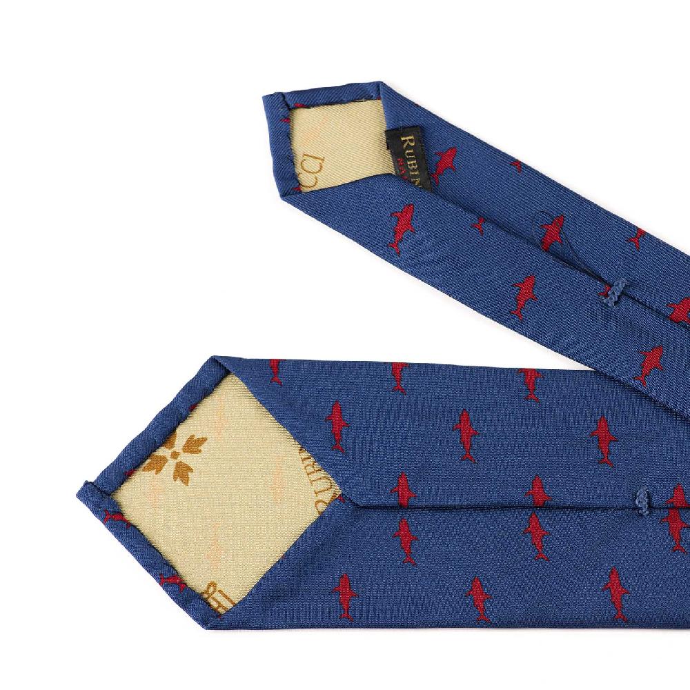 Rubinacci Cravatta in twill di seta con stampa squalo rosso Negozio