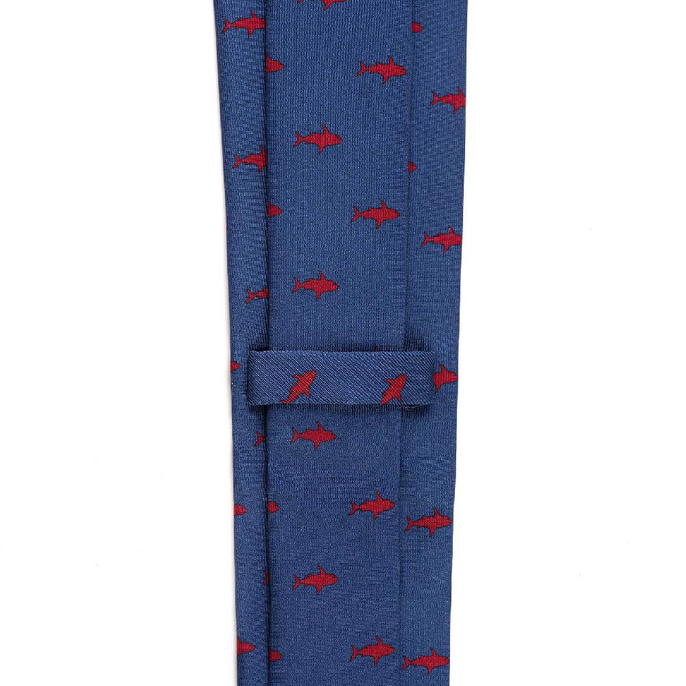 Rubinacci Cravatta in twill di seta con stampa squalo rosso Negozio