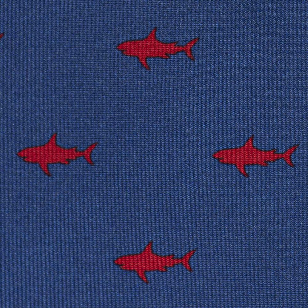Rubinacci Cravatta in twill di seta con stampa squalo rosso Negozio