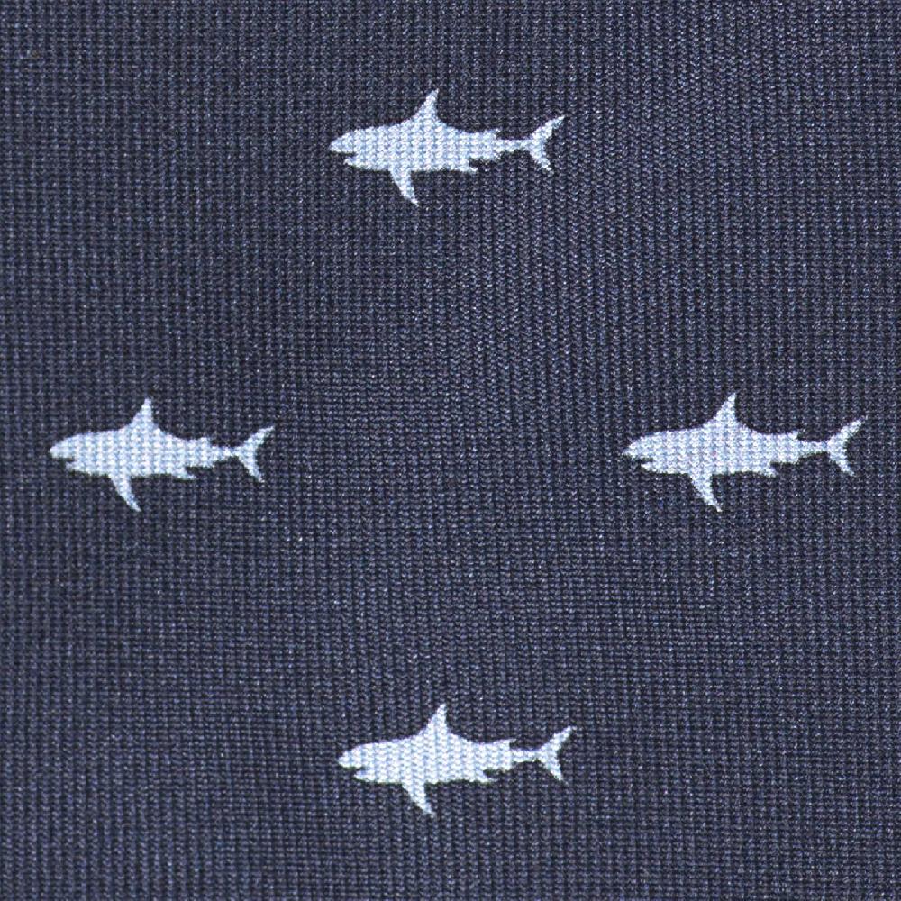 Rubinacci Cravatta in twill di seta con stampa squalo azzurro In Saldo