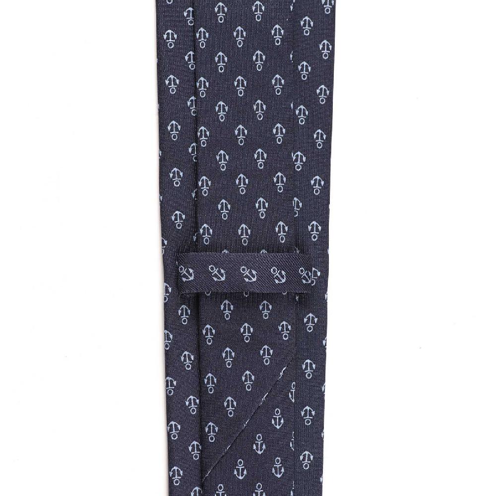 Rubinacci Cravatta in twill di seta con stampa ancora azzurra Sconto di tempo limitato