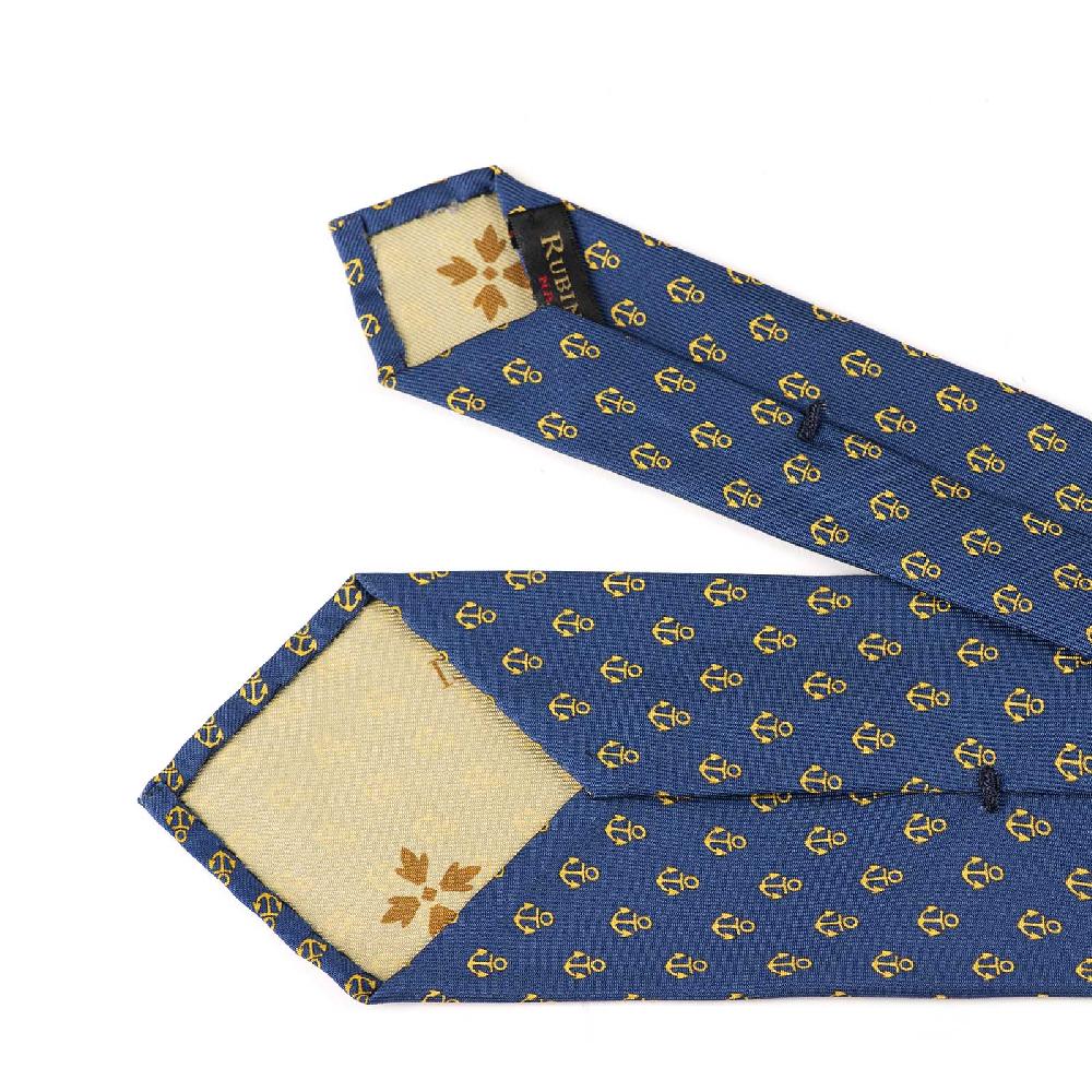 Rubinacci Cravatta in twill di seta con stampa ancora gialla Prezzo di fabbrica