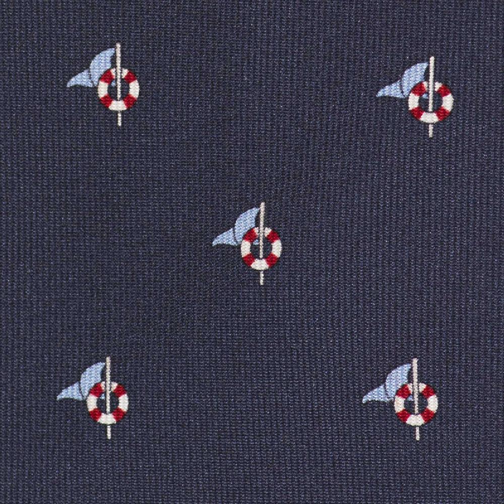 Rubinacci Cravatta in twill di seta blu con stampa delfino Comprare a buon mercato