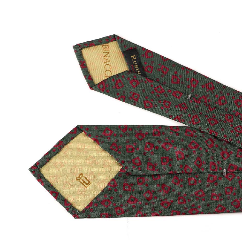 Rubinacci Cravatta in twill di seta verde con stampa geometrica Flash Sale