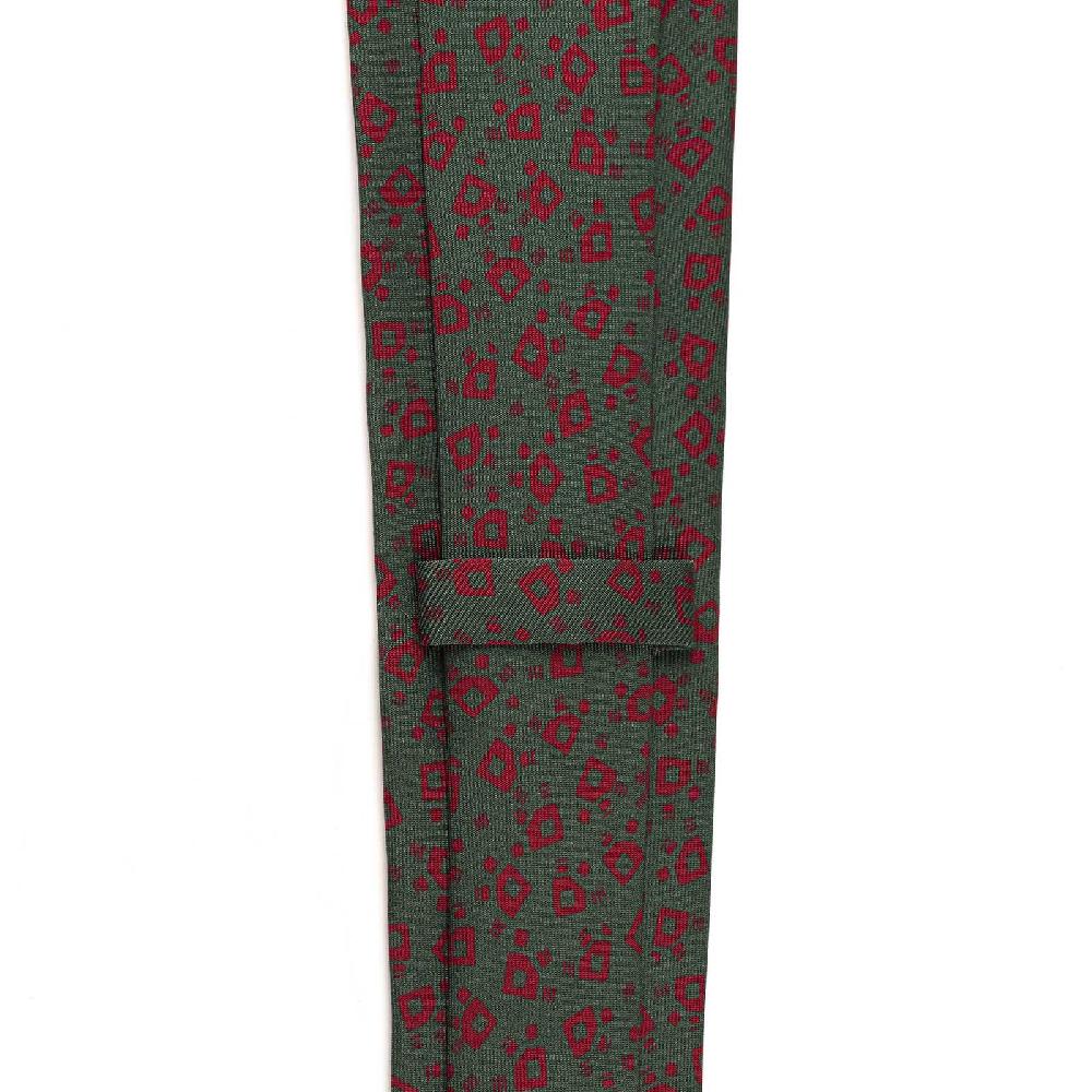 Rubinacci Cravatta in twill di seta verde con stampa geometrica Flash Sale
