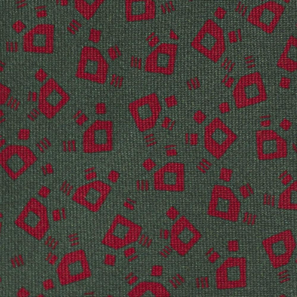 Rubinacci Cravatta in twill di seta verde con stampa geometrica Flash Sale