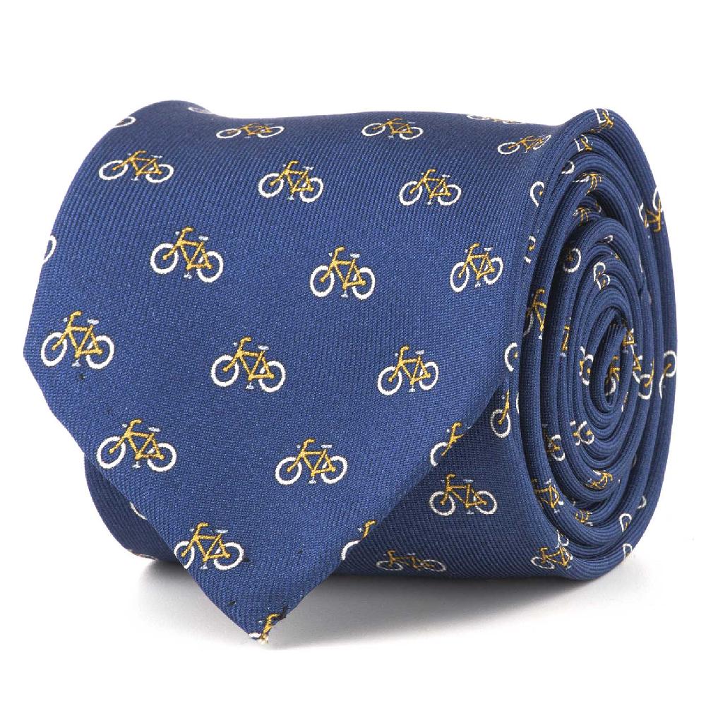 Rubinacci Cravatta in twill di seta con stampa bicicletta gialla Shopping online
