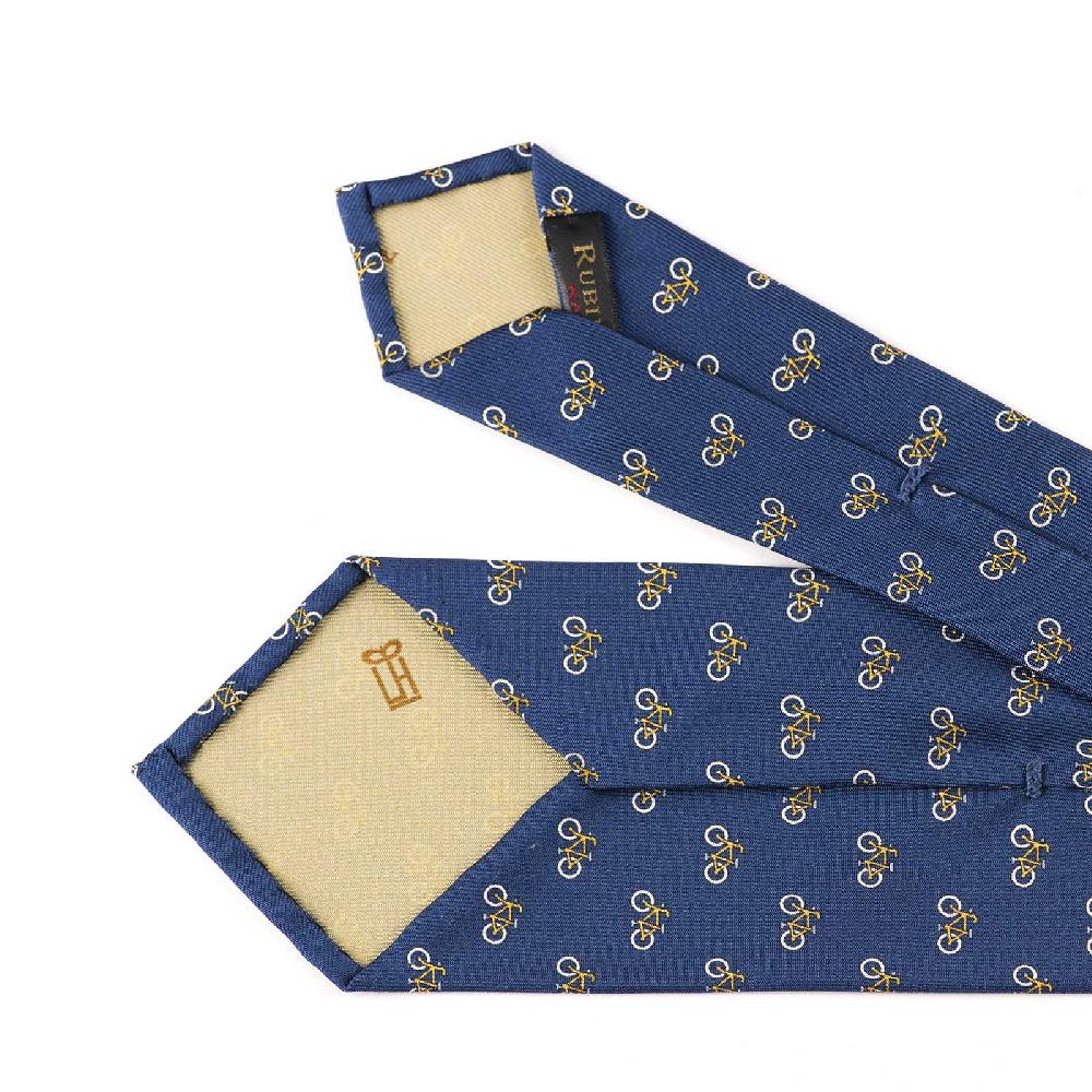 Rubinacci Cravatta in twill di seta con stampa bicicletta gialla Shopping online