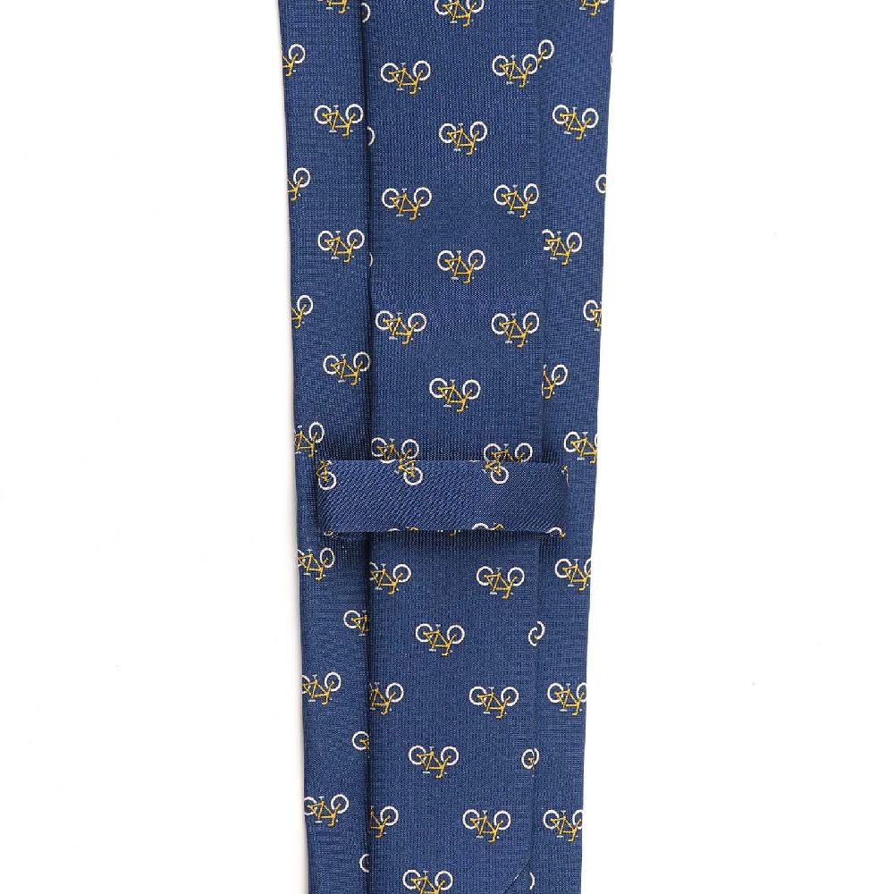 Rubinacci Cravatta in twill di seta con stampa bicicletta gialla Shopping online