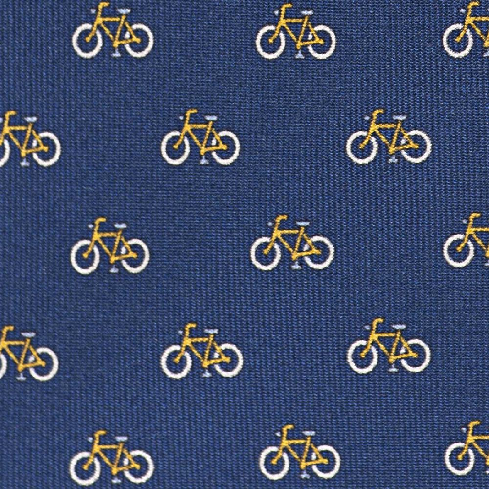 Rubinacci Cravatta in twill di seta con stampa bicicletta gialla Shopping online