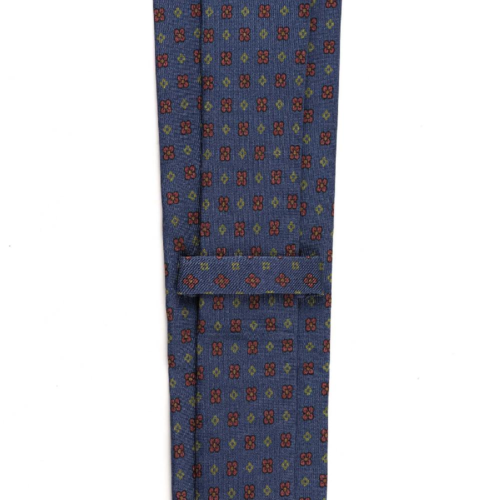 Rubinacci Cravatta in twill di seta blu con stampa floreale Offerta esclusiva
