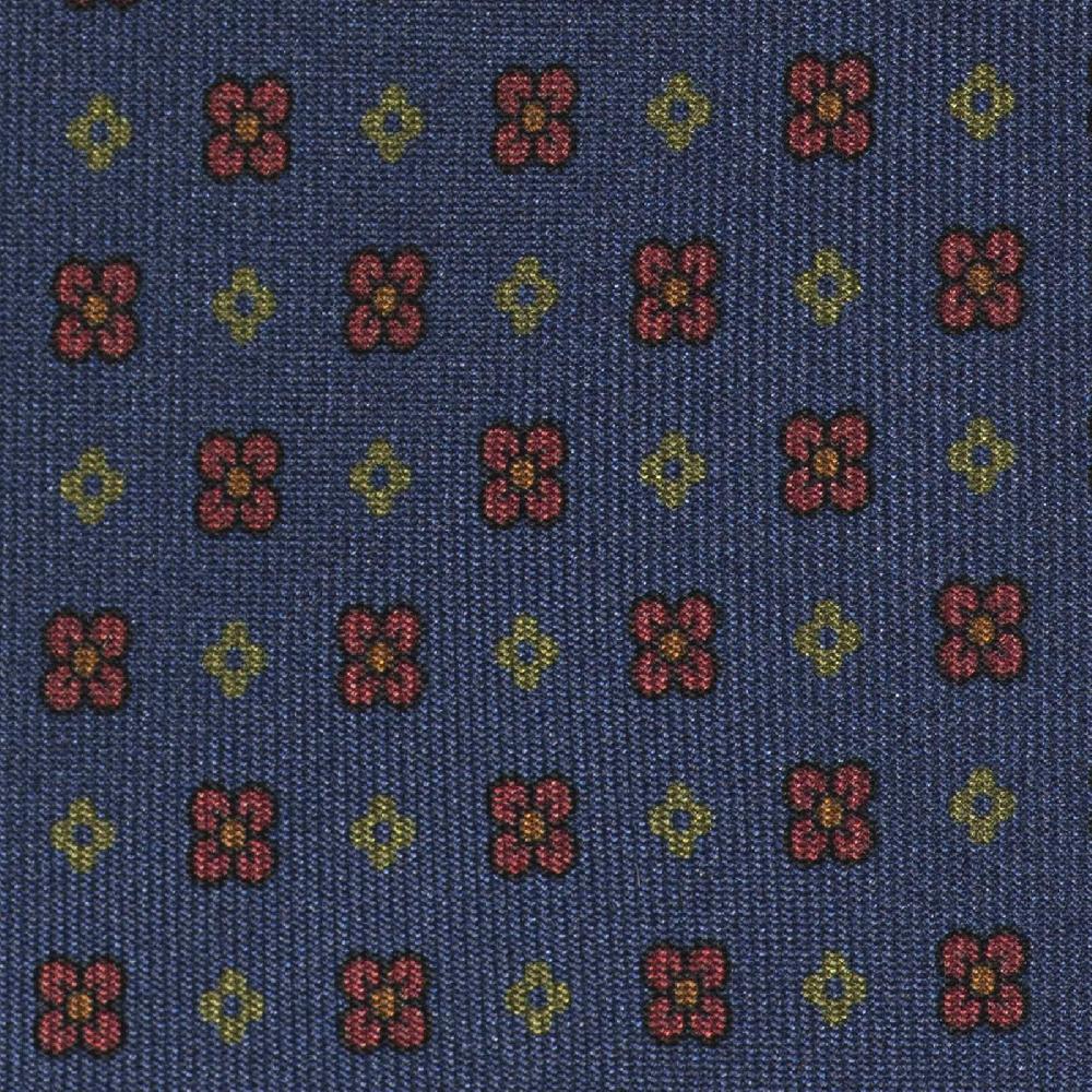 Rubinacci Cravatta in twill di seta blu con stampa floreale Offerta esclusiva