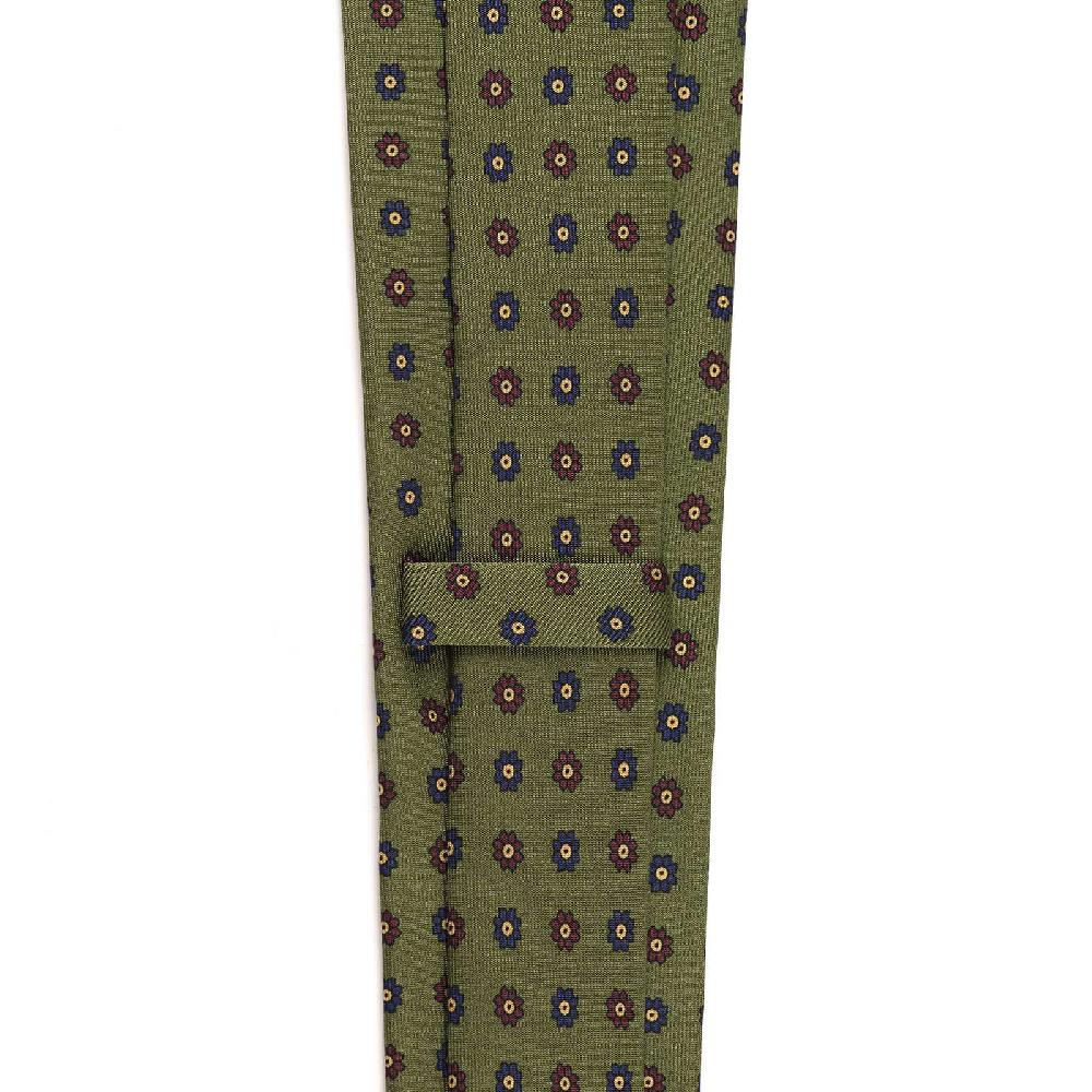 Rubinacci Cravatta in twill di seta verde con stampa floreale Black Friday