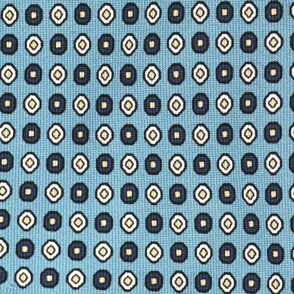 Rubinacci Cravatta in twill di seta turchese con stampa geometrica Offerta natalizia