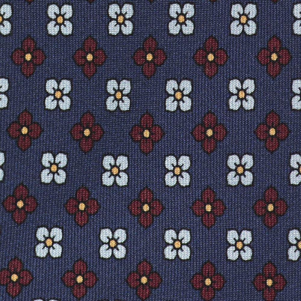 Rubinacci Cravatta in twill di seta blu con stampa floreale Offerta Pasqua