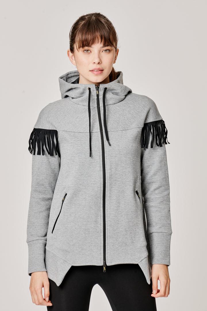 Sàpopa Kiwi Grey Fringe Sweatshirt Vendite Flash