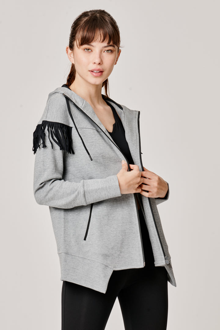 Sàpopa Kiwi Grey Fringe Sweatshirt Vendite Flash