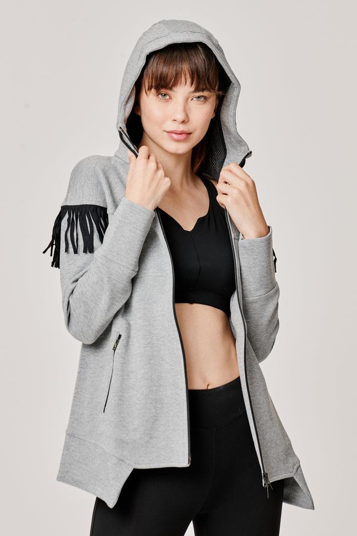Sàpopa Kiwi Grey Fringe Sweatshirt Vendite Flash