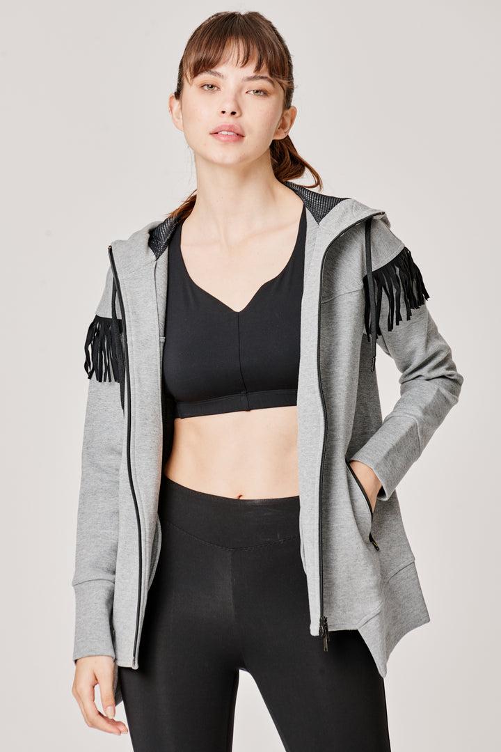 Sàpopa Kiwi Grey Fringe Sweatshirt Vendita