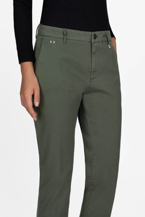 Sartoria Tramarossa PANTALONE ADELE SLIM IN COTONE VERDE Vendita Economica