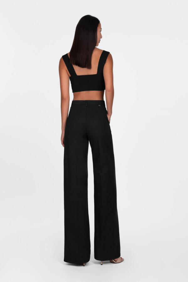 Sartoria Tramarossa PANTALONE AMELIA WIDE LEG IN GABARDINA DI COTONE NERO I Più Venduti