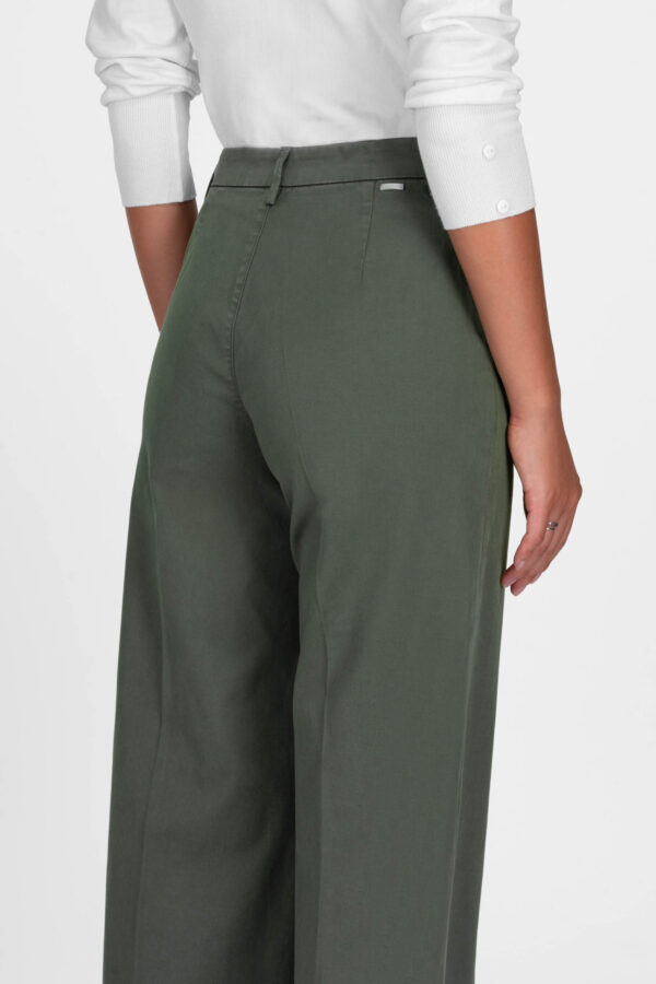Sartoria Tramarossa PANTALONE AMELIA WIDE LEG IN GABARDINA DI COTONE VERDE Vendite Flash