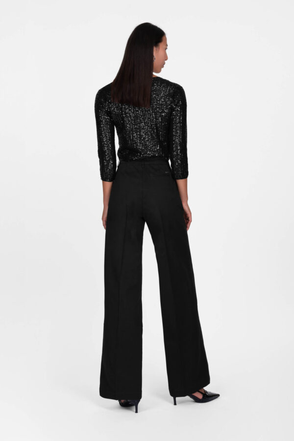 Sartoria Tramarossa PANTALONE AURELIA WIDE LEG IN GABARDINA DI COTONE NERO Negozio