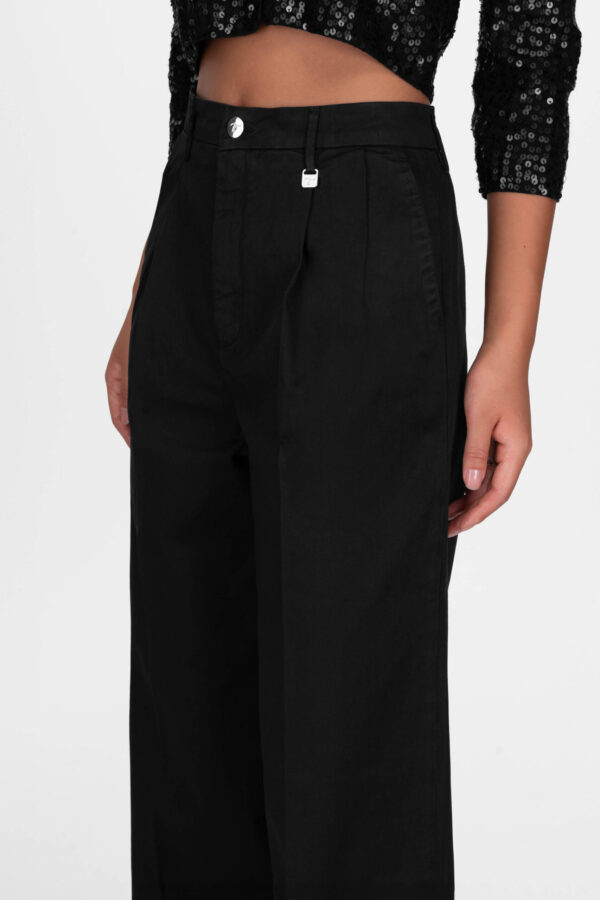 Sartoria Tramarossa PANTALONE AURELIA WIDE LEG IN GABARDINA DI COTONE NERO Negozio